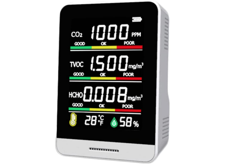 Compteur de qualité de l'air écran Couleur LED Mesure de Concentration de Haute précision CO CO2 HCHO TVOC AQI Taomeng Moniteur de qualité de l'air Compteur de Concentration de dioxyde de Carbone 