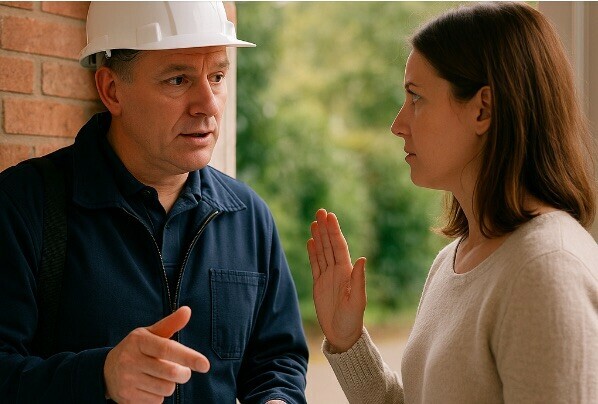 Le fait qu'une personne porte un casque de chantier et une tenue de travail ne doit pas vous impressionner !