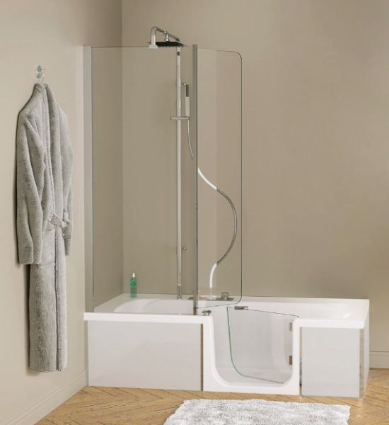 Baignoire-douche à porte d'accès latérale : sécurité et confort assurés quel que soit l'âge - doc. Kinedo