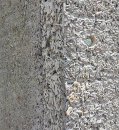 Le béton de bois est un matériau de construction dans lequel les graviers et le sable sont remplacés par des fibres de bois - doc. CCB - Greentech