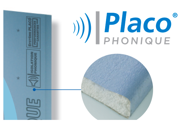 La plaque Placo® phonique permet d’obtenir une atténuation du bruit égale à 50% - doc. Placo