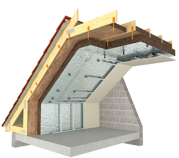 Exemple d'isolation en sous-face de couverture - doc. Knaufinsulation