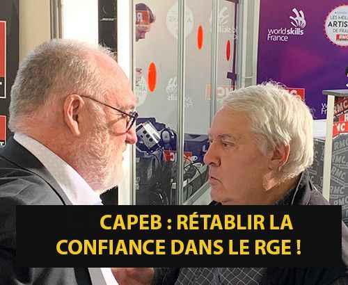 Patrick LIÉBUS (Président de la CAPEB) et Christian PESSEY (RÉNO-INFO-MAISON) en pleine discussion sur la nécessité de rétablir la confiance entre les entreprises et les clients