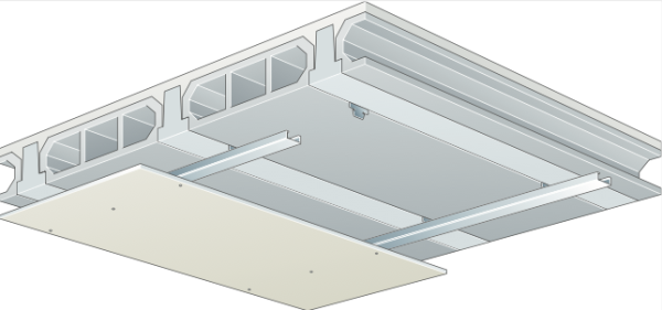 Le plafond en plaque de plâtre sous hourdis béton est l'une des solutions les plus pratiquées dans les maisons actuelles - doc. C.P.