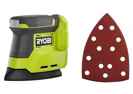 Petite ponceuse delta très légère utilise des feuilles d'abrasif calibrées à trous d'aspiration - doc. Ryobi