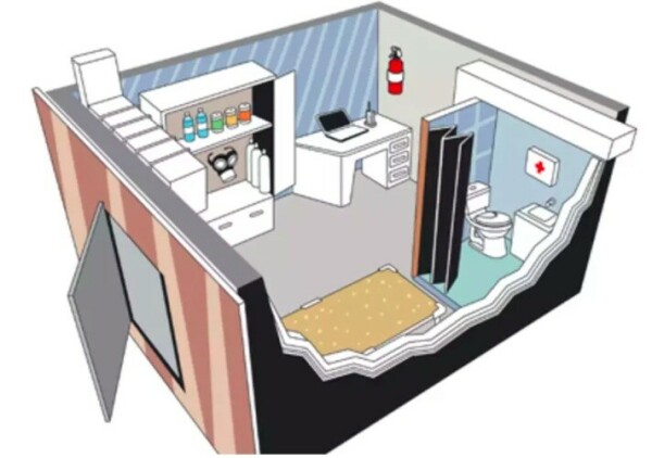 Organisation type d'une pi&egrave;ce s&eacute;curis&eacute;e ou safe room - buildmax.com