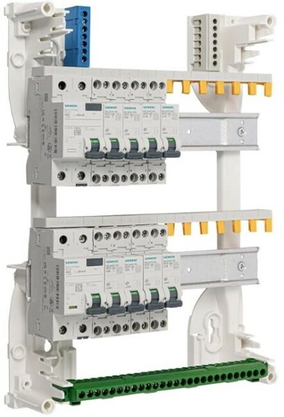 Platine et modules d'un tableau pré-équipé sans son couvercle - doc. Siemens