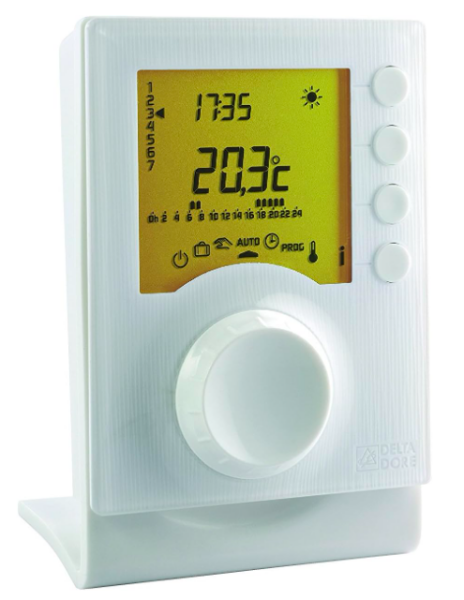 Un thermostat nomade permet une ajustement de la température en fonction d'une pièce de la maison. Il est programmable. -Doc. Delta Dore
